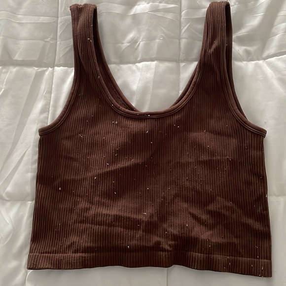 Brown Ribbed Women's Top - Picture 3 of 3